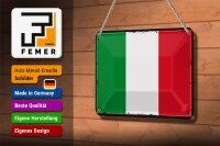 Blechschild Flagge Italiens 18x12cm Retro Flag of Italy Dekoration