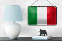 Blechschild Flagge Italiens 18x12cm Retro Flag of Italy Dekoration