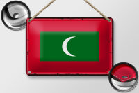 Blechschild Flagge Malediven 18x12cm Retro Flag Maldives Dekoration