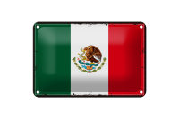 Blechschild Flagge Mexikos 18x12cm Retro Flag of Mexico...
