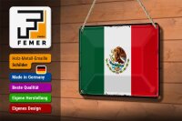 Blechschild Flagge Mexikos 18x12cm Retro Flag of Mexico Dekoration