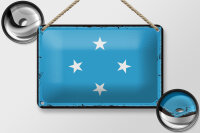 Blechschild Flagge Mikronesiens 18x12cm Micronesia Retro Dekoration