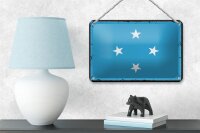 Blechschild Flagge Mikronesiens 18x12cm Micronesia Retro Dekoration