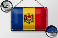 Blechschild Flagge Moldau 18x12cm Retro Flag of Moldova Dekoration