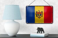 Blechschild Flagge Moldau 18x12cm Retro Flag of Moldova Dekoration