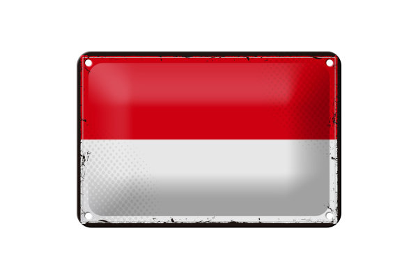 Blechschild Flagge Monacos 18x12cm Retro Flag of Monaco Dekoration