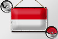Blechschild Flagge Monacos 18x12cm Retro Flag of Monaco Dekoration