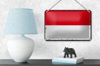 Blechschild Flagge Monacos 18x12cm Retro Flag of Monaco Dekoration