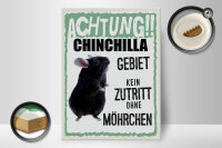 Holzschild Spruch 30x40cm Tiere Achtung Chinchilla Gebiet