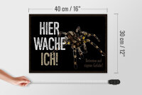 Holzschild Spruch 40x30cm Spinne hier wache ich eigene Gefahr