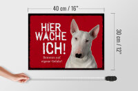 Holzschild Spruch 40x30cm Bullterrier hier wache eigene Gefahr