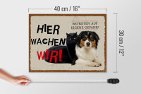 Holzschild Spruch 40x30cm Hund Katze hier wachen wir Geschenk
