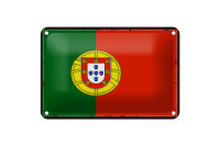 Blechschild Flagge Portugals 18x12cm Retro Flag of...