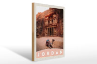 Holzschild Reise 30x40cm Jordan Kamel Architektur Wüste