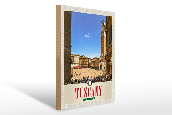 Holzschild Reise 30x40cm Toskana Italien Marktplatz