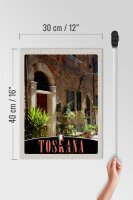 Holzschild Reise 30x40cm Toskana Italien Gebäude Natur