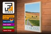 Holzschild Reise 30x40cm Toskana Italien Weide Wiese Natur