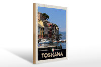 Holzschild Reise 30x40cm Toskana Italien Hafen Boote...