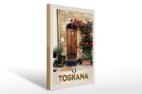 Holzschild Reise 30x40cm Toskana Italien Natur Blumen...