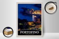 Holzschild Reise 30x40cm Portofino Italien Riviera Abend