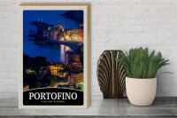 Holzschild Reise 30x40cm Portofino Italien Riviera Abend