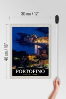Holzschild Reise 30x40cm Portofino Italien Riviera Abend