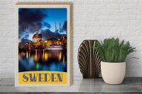 Holzschild Reise 30x40cm Schweden Boote Gebäude Meer