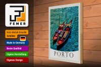 Holzschild Reise 30x40cm Porto Portugal Europa Boote Meer