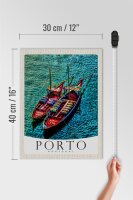 Holzschild Reise 30x40cm Porto Portugal Europa Boote Meer