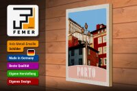 Holzschild Reise 30x40cm Porto Portugal Europa Stadt Haus