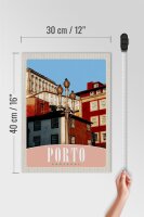 Holzschild Reise 30x40cm Porto Portugal Europa Stadt Haus