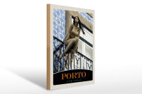Holzschild Reise 30x40cm Porto Portugal Skulptur Urlaub