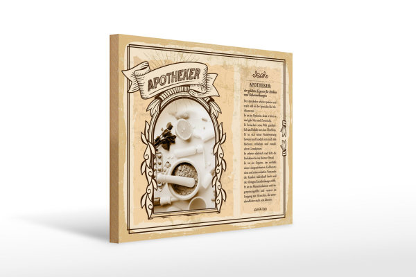 Holzschild Berufe 40x30cm Apotheker Risiken Nebenwirkungen