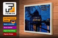 Holzschild Städte Berlin Museumsinsel Nacht Abend 40x30cm