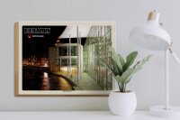 Holzschild Städte Berlin Regierungsviertel Abend 40x30cm
