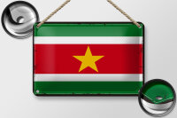 Blechschild Flagge Surinames 18x12cm Retro Flag of Suriname Dekoration