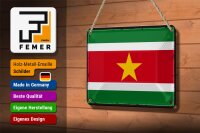 Blechschild Flagge Surinames 18x12cm Retro Flag of Suriname Dekoration