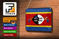 Blechschild Flagge Swasilands 18x12cm Retro Flag Eswatini Dekoration