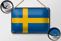 Blechschild Flagge Schwedens 18x12cm Retro Flag of Sweden Dekoration