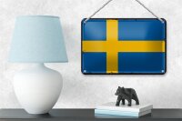 Blechschild Flagge Schwedens 18x12cm Retro Flag of Sweden Dekoration