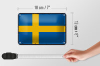 Blechschild Flagge Schwedens 18x12cm Retro Flag of Sweden Dekoration
