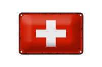 Blechschild Flagge Schweiz 18x12cm Retro Flag Switzerland...