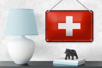 Blechschild Flagge Schweiz 18x12cm Retro Flag Switzerland Dekoration