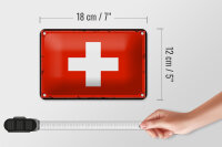 Blechschild Flagge Schweiz 18x12cm Retro Flag Switzerland Dekoration