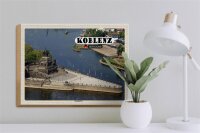 Holzschild Städte Koblenz Deutsches Eck Kurztrip 40x30cm