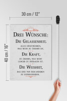 Holzschild Spruch 30x40cm Drei Wünsche Die Gelassenheit weiß