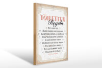 Holzschild Spruch 30x40cm Toiletten Regeln bitte hinsetzen