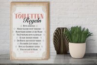 Holzschild Spruch 30x40cm Toiletten Regeln bitte hinsetzen