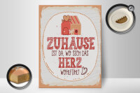 Holzschild Spruch Zuhause da wo Herz wohlfühlt 30x40cm
