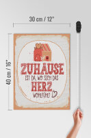 Holzschild Spruch Zuhause da wo Herz wohlfühlt 30x40cm